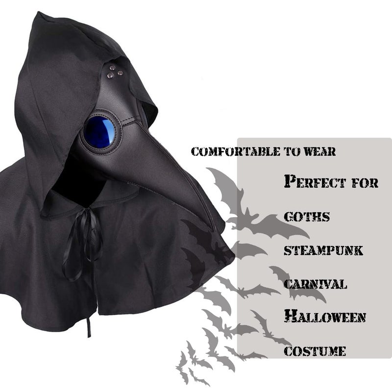 Raxwalker Halloween Plague Doctor Mask Steampunk Cosplay Costume Bird Beak Mask Long Beak Raven Masks Prop for Men and Boys(1 Pc Black) - Image 3
